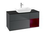 Villeroy und Boch Finion Waschtischunterschrank F832HBHG 120cm, Abdeckplatte black matt, Regale Peony matt lacquer, Midnight Blue Matt Lacquer