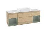Villeroy und Boch Finion Waschtischunterschrank G741GMPC 160x60,3x50,1cm, Regale Olive matt lacquer, Oak Veneer
