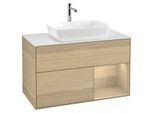 Villeroy und Boch Finion Waschtischunterschrank G781PCPC 100cm, Abdeckplatte white matt, Emotion, Regale Oak Veneer, Oak Veneer