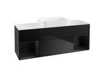 Villeroy und Boch Finion Waschtischunterschrank G741PDPD 160x60,3x50,1cm, Regale Black matt lacquer, Black matt lacquer
