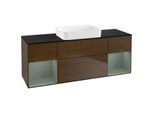 Villeroy und Boch Finion Waschtischunterschrank G742GMGN 160x60,3x50,1cm, Regale Olive matt lacquer, Walnut veneer