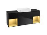 Villeroy und Boch Finion Waschtischunterschrank G742HFPD 160x60,3x50,1cm, Regale Gold matt lacquer, Black matt lacquer