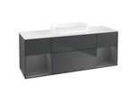 Villeroy und Boch Finion Waschtischunterschrank F741GKHG 160x60,3x50,1cm, Regale Anthracite matt lacquer, Midnight Blue Matt Lacquer