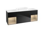 Villeroy und Boch Finion Waschtischunterschrank F741PCPD 160x60,3x50,1cm, Regale Oak Veneer, Black matt lacquer