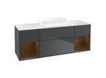 Villeroy und Boch Finion Waschtischunterschrank F741GNHG 160x60,3x50,1cm, Regale Walnut veneer, Midnight Blue Matt Lacquer