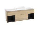 Villeroy und Boch Finion Waschtischunterschrank F741PDPC 160x60,3x50,1cm, Regale Black matt lacquer, Oak Veneer