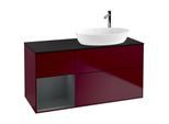 Villeroy und Boch Finion Waschtischunterschrank F922HGHB 120cm, Abdeckplatte black matt, Regale Midnight matt lacquer, Peony Matt