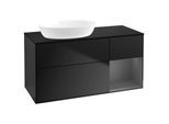 Villeroy und Boch Finion Waschtischunterschrank GA52GKPD 120cm, Abdeckplatte black matt, Emotion, Regale Anthracite matt lacquer, Black matt lacquer