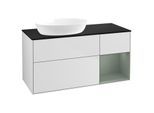 Villeroy und Boch Finion Waschtischunterschrank GA52GMMT 120cm, Abdeckplatte black matt, Emotion, Regale Olive matt lacquer, White matt lacquer