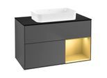 Villeroy und Boch Finion Waschtischunterschrank G662HFGK 100x60,3x50,1cm, Regal rechts Gold matt, Anthracite matt