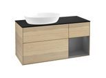 Villeroy und Boch Finion Waschtischunterschrank GA52GKPC 120cm, Abdeckplatte black matt, Emotion, Regale Anthracite matt lacquer, Oak Veneer