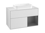 Villeroy und Boch Finion Waschtischunterschrank G661GKMT 100x60,3x50,1cm, Regal rechts Anthracite matt, White matt lacquer