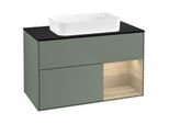 Villeroy und Boch Finion Waschtischunterschrank G662PCGM 100x60,3x50,1cm, Regal rechts Oak Veneer, Olive Matt Lacquer