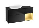 Villeroy und Boch Finion Waschtischunterschrank GA52HFPD 120cm, Abdeckplatte black matt, Emotion, Regale Gold matt lacquer, Black matt lacquer