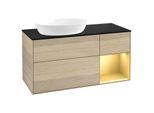 Villeroy und Boch Finion Waschtischunterschrank GA52HFPC 120cm, Abdeckplatte black matt, Emotion, Regale Gold matt lacquer, Oak Veneer