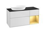 Villeroy und Boch Finion Waschtischunterschrank GA52HFMT 120cm, Abdeckplatte black matt, Emotion, Regale Gold matt lacquer, White matt lacquer