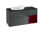 Villeroy und Boch Finion Waschtischunterschrank GA52HBHG 120cm, Abdeckplatte black matt, Emotion, Regale Peony matt lacquer, Midnight Blue Matt Lacquer