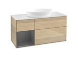 Villeroy und Boch Finion Waschtischunterschrank FA61GKPC 120cm, Abdeckplatte white matt, Regale Anthracite matt lacquer, Oak Veneer