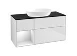 Villeroy und Boch Finion Waschtischunterschrank FA62MTMT 120cm, Abdeckplatte black matt, Regale White matt lacquer, White matt lacquer