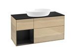 Villeroy und Boch Finion Waschtischunterschrank GA62PDPC 120cm, Abdeckplatte black matt, Emotion, Regale Black matt lacquer, Oak Veneer