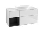 Villeroy und Boch Finion Waschtischunterschrank FA61PDMT 120cm, Abdeckplatte white matt, Regale Black matt lacquer, White matt lacquer