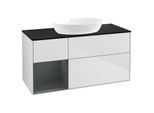 Villeroy und Boch Finion Waschtischunterschrank GA62HGMT 120cm, Abdeckplatte black matt, Emotion, Regale Midnight matt lacquer, White matt lacquer