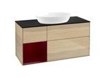 Villeroy und Boch Finion Waschtischunterschrank GA62HBPC 120cm, Abdeckplatte black matt, Emotion, Regale Peony matt lacquer, Oak Veneer