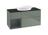 Villeroy und Boch Finion Waschtischunterschrank GA62HGGM 120cm, Abdeckplatte black matt, Emotion, Regale Midnight matt lacquer, Olive Matt Lacquer