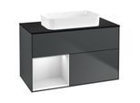 Villeroy und Boch Finion Waschtischunterschrank G652MTHG 100x60,3x50,1cm, Regal links White matt lacquer, Midnight Blue Matt Lacquer