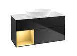 Villeroy und Boch Finion Waschtischunterschrank GA61HFPD 120cm, Abdeckplatte white matt, Emotion, Regale Gold matt lacquer, Black matt lacquer