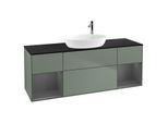 Villeroy und Boch Finion Waschtischunterschrank G982GKGM 160cm, Abdeckplatte black matt, Emotion, Regale Anthracite matt lacquer, Olive Matt Lacquer