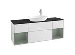 Villeroy und Boch Finion Waschtischunterschrank G982GMMT 160cm, Abdeckplatte black matt, Emotion, Regale Olive matt lacquer, White matt lacquer
