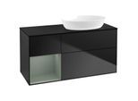 Villeroy und Boch Finion Waschtischunterschrank GA42GMPD 120cm, Abdeckplatte black matt, Emotion, Regale Olive matt lacquer, Black matt lacquer