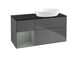 Villeroy und Boch Finion Waschtischunterschrank FA42GMGK 120cm, Abdeckplatte black matt, Regale Olive matt lacquer, Anthracite matt