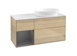 Villeroy und Boch Finion Waschtischunterschrank FA41GKPC 120cm, Abdeckplatte white matt, Regale Anthracite matt lacquer, Oak Veneer