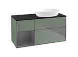 Villeroy und Boch Finion Waschtischunterschrank GA42GKGM 120cm, Abdeckplatte black matt, Emotion, Regale Anthracite matt lacquer, Olive Matt Lacquer