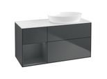 Villeroy und Boch Finion Waschtischunterschrank FA41HGHG 120cm, Abdeckplatte white matt, Regale Midnight matt lacquer, Midnight Blue Matt Lacquer