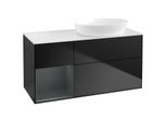 Villeroy und Boch Finion Waschtischunterschrank FA41HGPD 120cm, Abdeckplatte white matt, Regale Midnight matt lacquer, Black matt lacquer