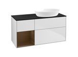 Villeroy und Boch Finion Waschtischunterschrank GA42GNMT 120cm, Abdeckplatte black matt, Emotion, Regale Walnut Veneer, White matt lacquer