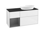Villeroy und Boch Finion Waschtischunterschrank GA42GKGF 120cm, Abdeckplatte black matt, Emotion, Regale Anthracite matt lacquer, Glossy white lacquer