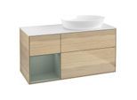 Villeroy und Boch Finion Waschtischunterschrank GA41GMPC 120cm, Abdeckplatte white matt, Emotion, Regale Olive matt lacquer, Oak Veneer