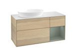 Villeroy und Boch Finion Waschtischunterschrank GA51GMPC 120cm, Abdeckplatte white matt, Emotion, Regale Olive matt lacquer, Oak Veneer