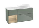 Villeroy und Boch Finion Waschtischunterschrank GA41PCGM 120cm, Abdeckplatte white matt, Emotion, Regale Oak Veneer, Olive Matt Lacquer