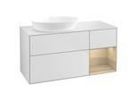 Villeroy und Boch Finion Waschtischunterschrank GA51PCMT 120cm, Abdeckplatte white matt, Emotion, Regale Oak Veneer, White matt lacquer