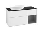 Villeroy und Boch Finion Waschtischunterschrank FA52GKGF 120cm, Abdeckplatte black matt, Regale Anthracite matt lacquer, Glossy white lacquer