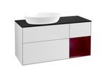 Villeroy und Boch Finion Waschtischunterschrank FA52HBMT 120cm, Abdeckplatte black matt, Regale Peony matt lacquer, White matt lacquer