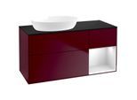 Villeroy und Boch Finion Waschtischunterschrank FA52MTHB 120cm, Abdeckplatte black matt, Regale White matt lacquer, Peony Matt