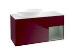 Villeroy und Boch Finion Waschtischunterschrank FA51GMHB 120cm, Abdeckplatte white matt, Regale Olive matt lacquer, Peony Matt