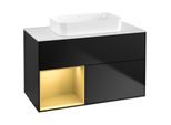 Villeroy und Boch Finion Waschtischunterschrank G651HFPD 100x60,3x50,1cm, Regal links Gold matt, Black matt lacquer