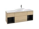 Villeroy und Boch Finion Waschtischunterschrank G981PDPC 160cm, Abdeckplatte white matt, Emotion, Regale Black matt lacquer, Oak Veneer